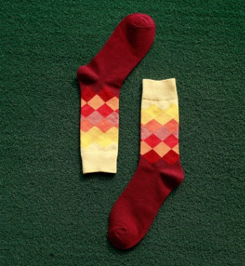 Men’s Cotton Diamond Pattern Long Socks EU 41-46 – 10 Styles