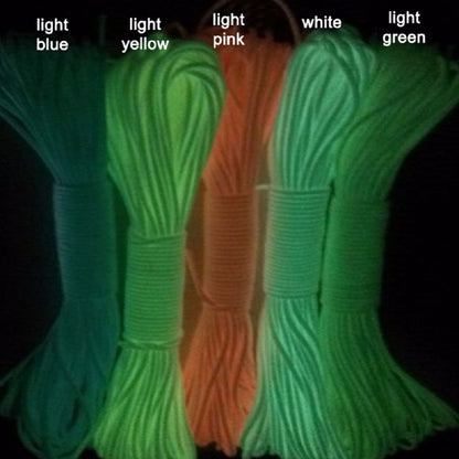 Glow-in-the-Dark 9-Strand Paracord – 550lb Survival Rope 1m & 6m Blue, Orange, Pink, Yellow, White & Green