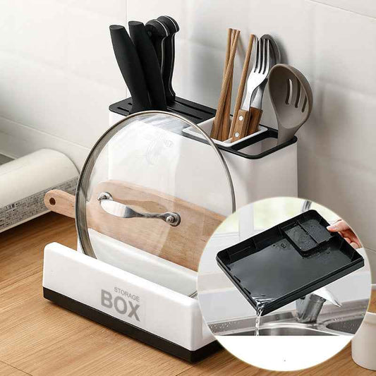 Kitchen Knife & Tableware Storage Rack – Desktop Plastic Organiser for Cutlery & Gadgets