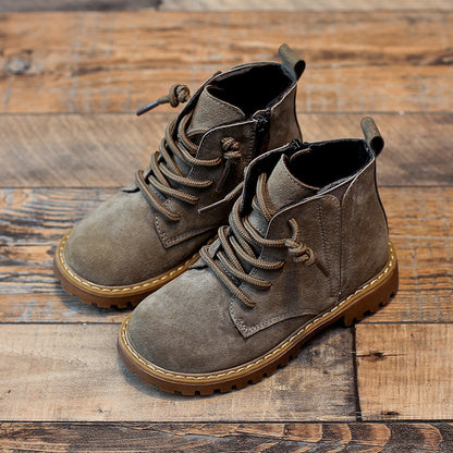 Children's Fleece-Lined Martin Boots – Sheepskin Upper, Totem Design | Unisex | EU 21–37