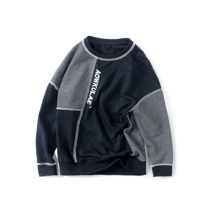 Children's Contrast Stitch Knit Sweater | Boys Round Neck Pullover Jumper