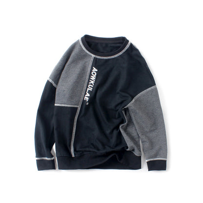 Children's Contrast Stitch Knit Sweater | Boys Round Neck Pullover Jumper