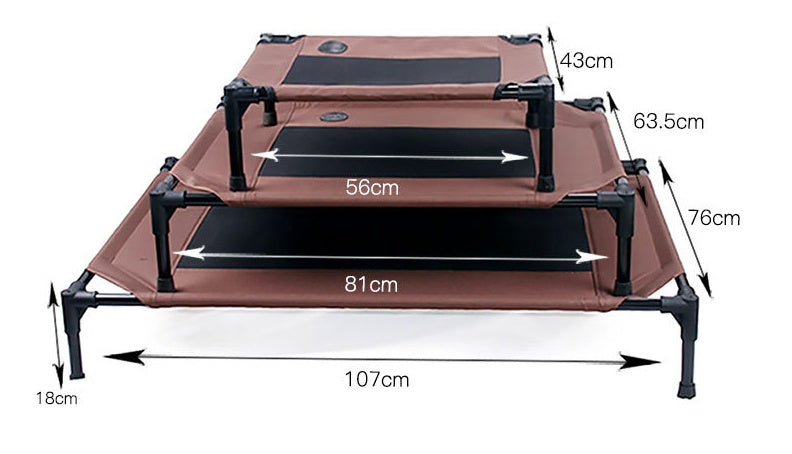 Elevated Pet Camp Bed – Oxford Cloth & Metal Frame | Moisture-Proof | Dogs & Cats | S, M & L