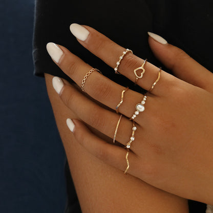 Women's Alloy Ring Set with Gemstone Inlay | 26 Designs | Stackable Rings
