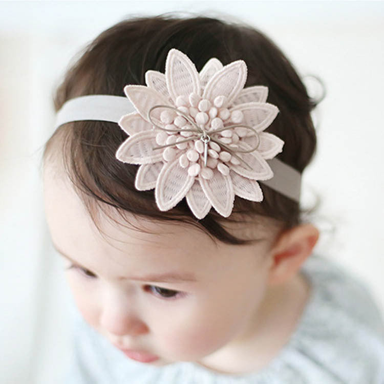 Floral Fabric Hair Band for Children | Pink & White