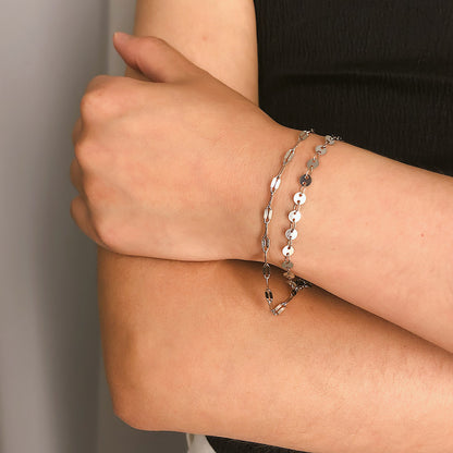 Sequin Chain Combination Bracelet Set | Golden & Silver