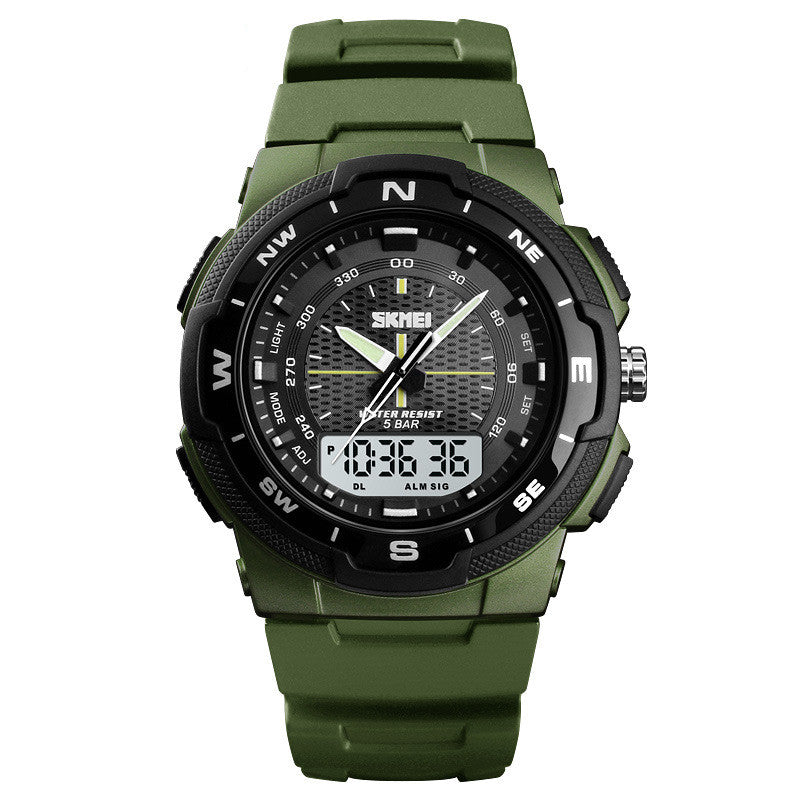 Men's Dual Display Sport Watch – 50M Waterproof, Japanese Movement