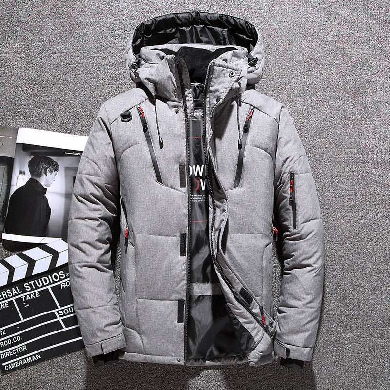 Men's Hooded Down Jacket - Multi-Pocket Thickened Winter Coat