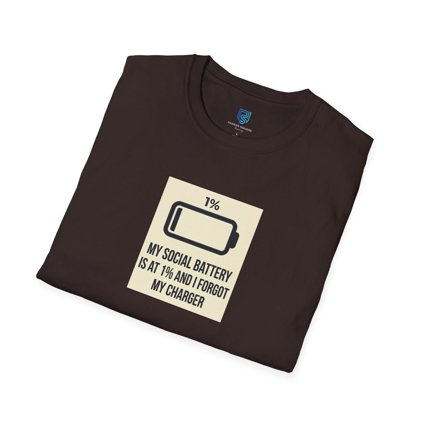 "My Social Battery Is At 1%" Low Battery Graphic Tee