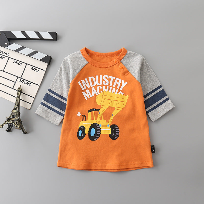 Kids Striped Cartoon Print T-Shirt | Unisex Children's Tee