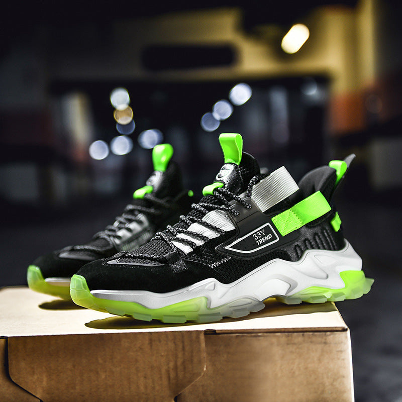 Men's Contrast Stitch Lace-Up Sports Trainers | Thick Sole | EU 39-44