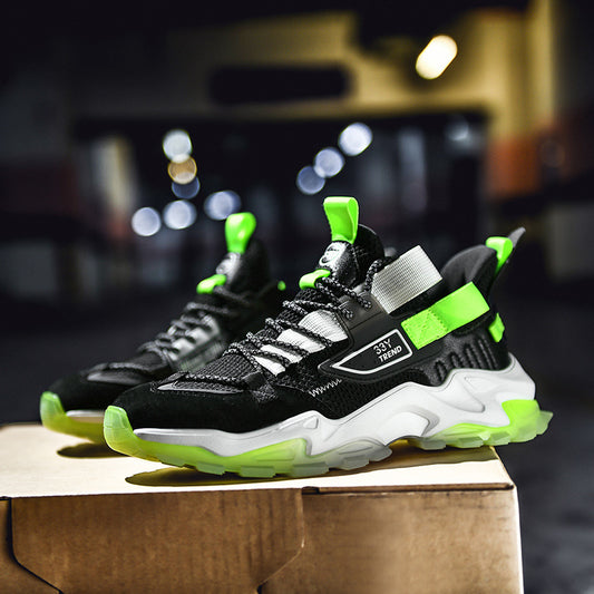 Men's Contrast Stitch Lace-Up Sports Trainers | Thick Sole | EU 39-44