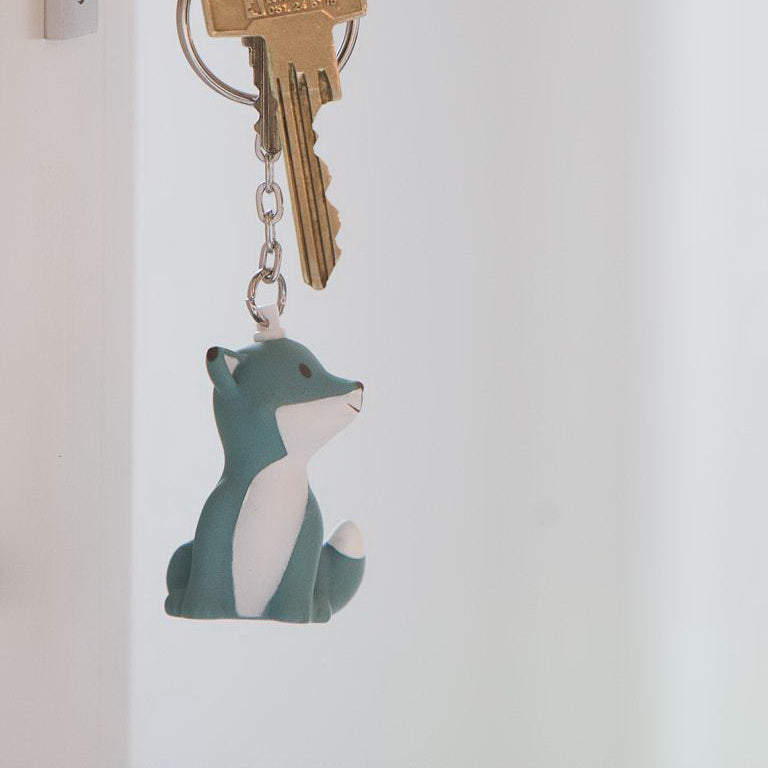 3D Cartoon Fox Keychain | Purple, Blue & Grey