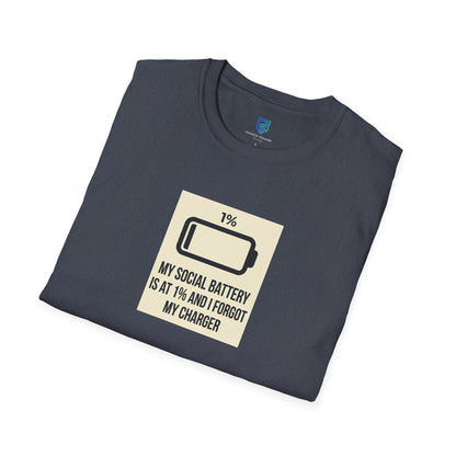 "My Social Battery Is At 1%" Low Battery Graphic Tee
