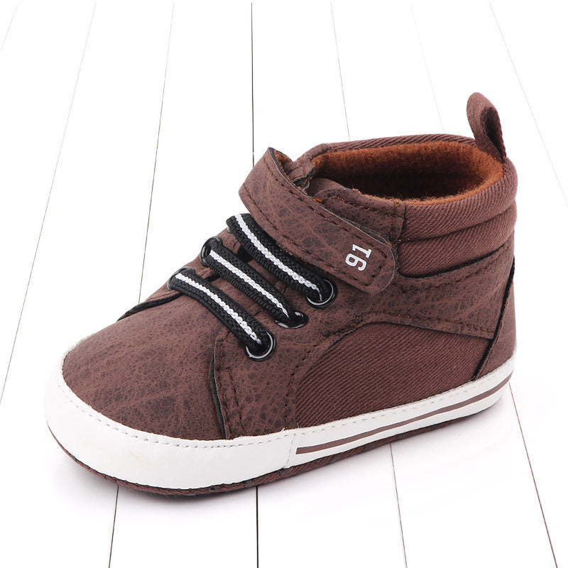 Baby & Toddler Boys' High-Top Cotton Shoes – Velcro Fastening