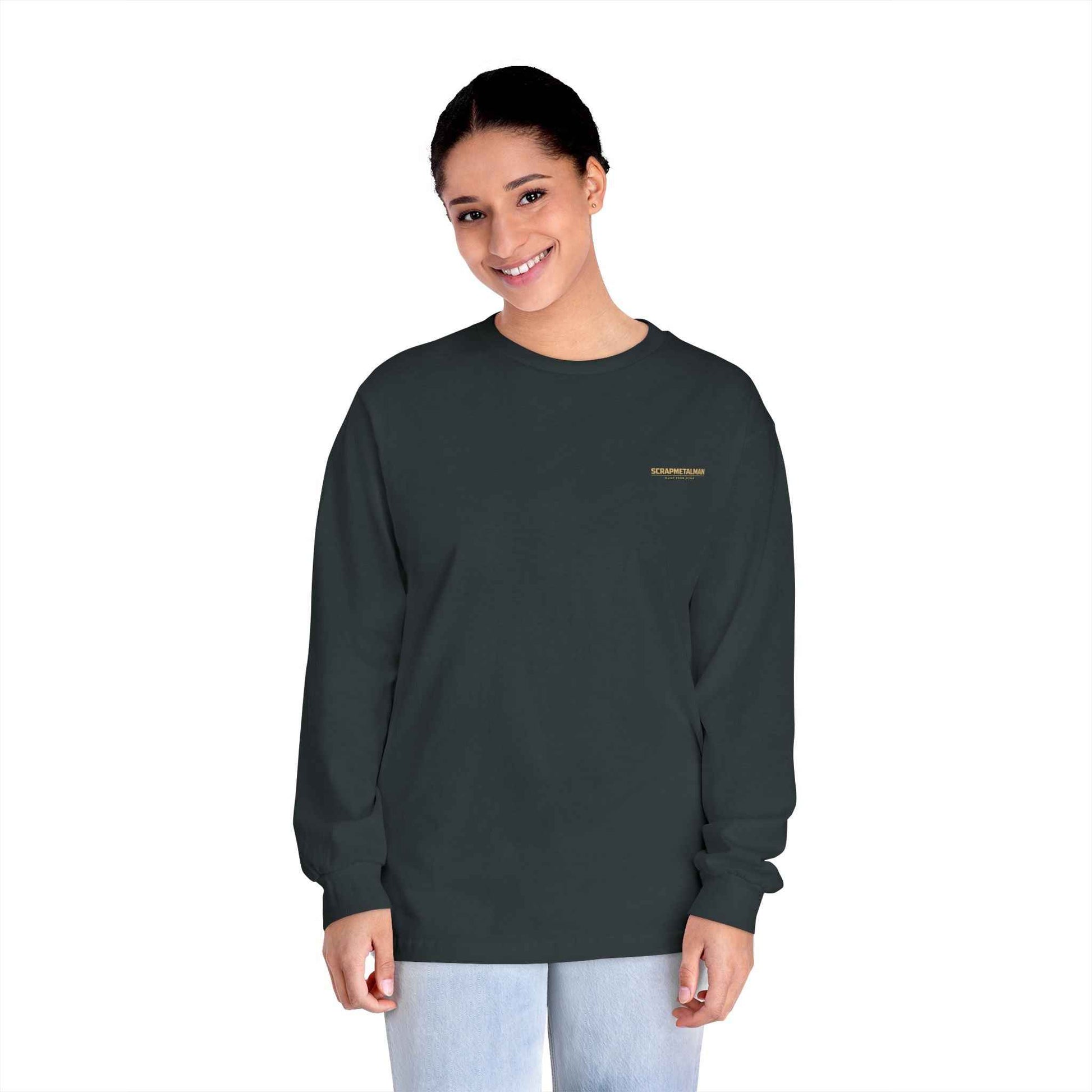 'Good Vibes Only' Long Sleeve Tee – Minimalist White & Gold Unisex Top
