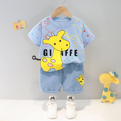 Children's Deer Print Shirt & Shorts Set | Cotton