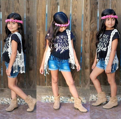 Girls Letter Print Short Sleeve T-Shirt – Classic Summer Top
