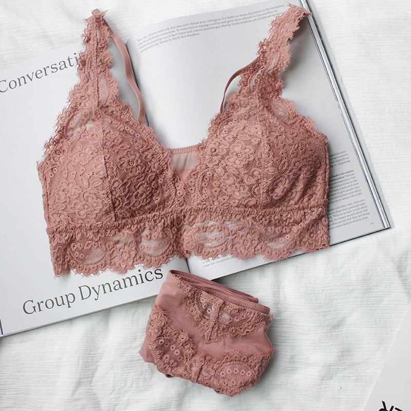 Women's Lace Gathering Bra & Panties Set | ABC Cup Lingerie 5 Colours