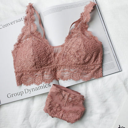 Women's Lace Gathering Bra & Panties Set | ABC Cup Lingerie 5 Colours