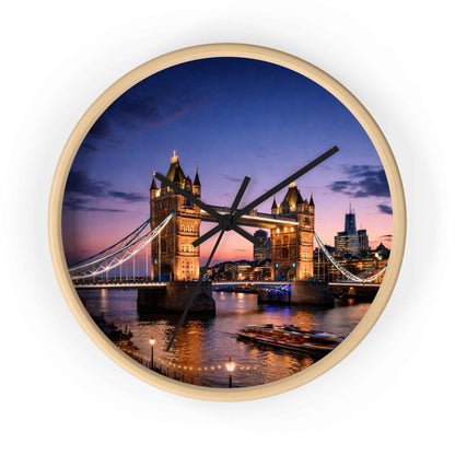London Tower Bridge Wall Clock – Nighttime Cityscape Decorative Timepiece