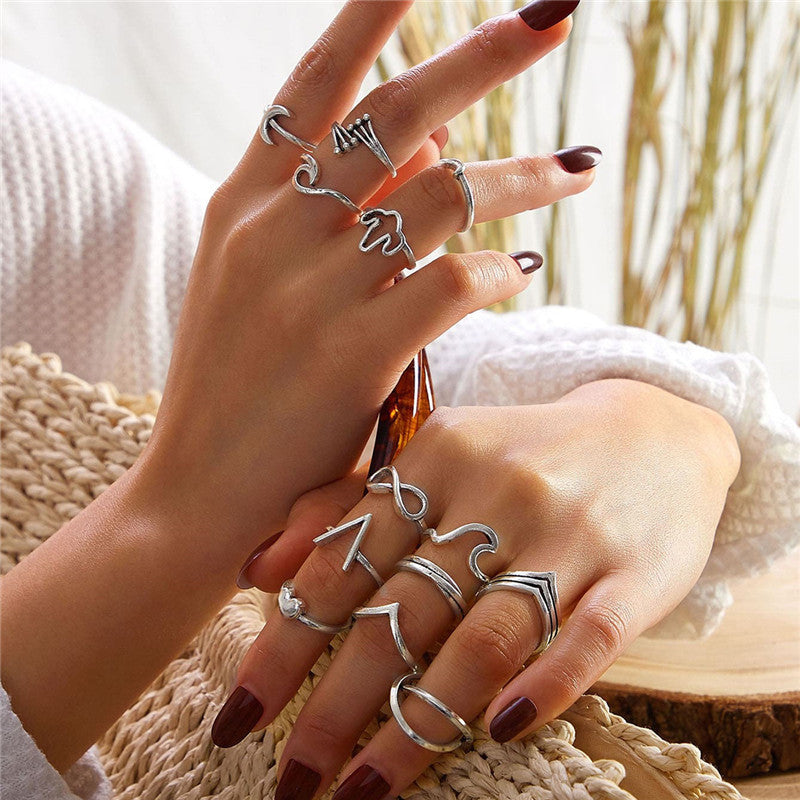 Women's Alloy Ring Set with Gemstone Inlay | 26 Designs | Stackable Rings