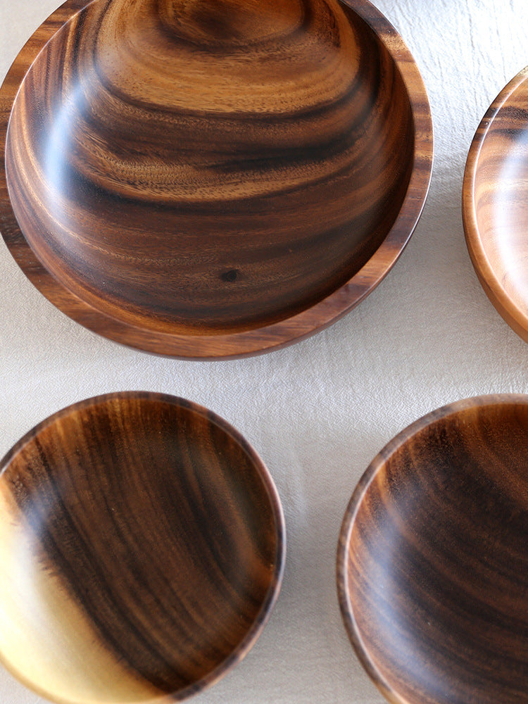 Handmade Wooden Bowl — Japanese Style Overglaze Wood Bowl for Salad, Fruit & Serving