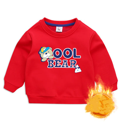 Children's Cartoon Bear Fleece Sweatshirt | Boys Warm Pullover