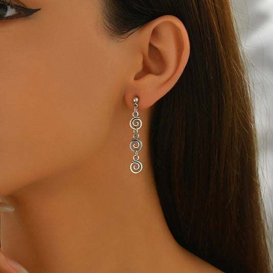 Retro Spiral Coil Earrings | Geometric Alloy Statement Earrings