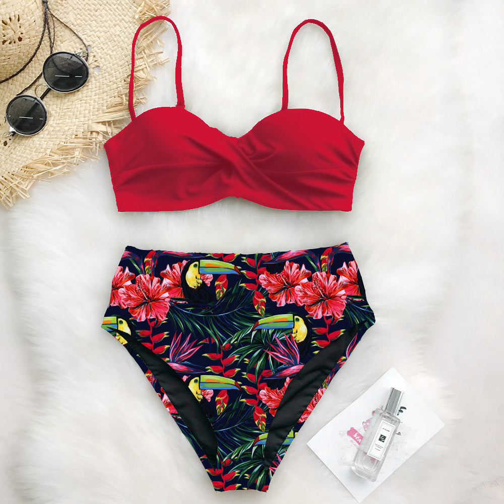 Women's Tropical Print Bikini Set – 4 Styles, Padded