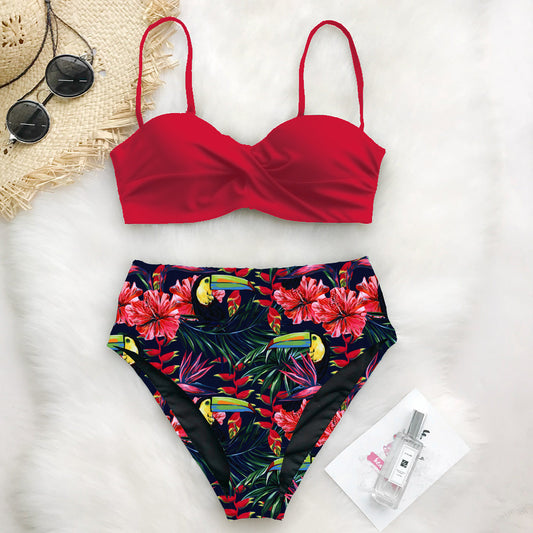 Women's Tropical Print Bikini Set – 4 Styles, Padded