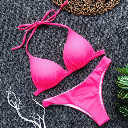 Women's Halter Neck One-Piece Swimsuit | Built-In Bra Pad
