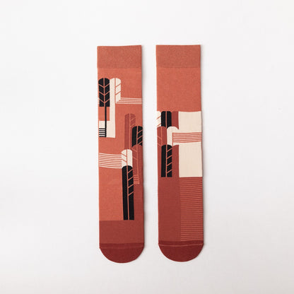 Japanese AB Asymmetric Long-Tube Socks – Cartoon Jacquard 10 Colours