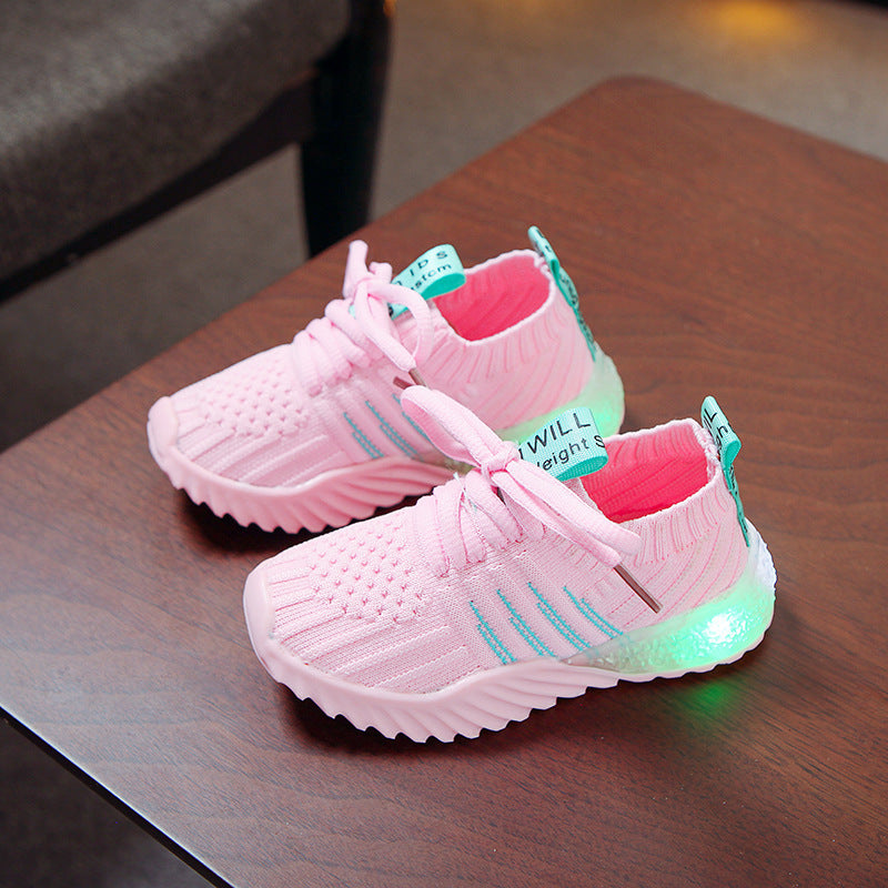 Children's Knitted Mesh Glitter Trainers | Unisex Candy Colour Kids Shoes EU 21-30