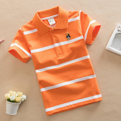 Children's Short Sleeve Striped Cotton Polo T-Shirt | 8 Colours | Ages 2-13
