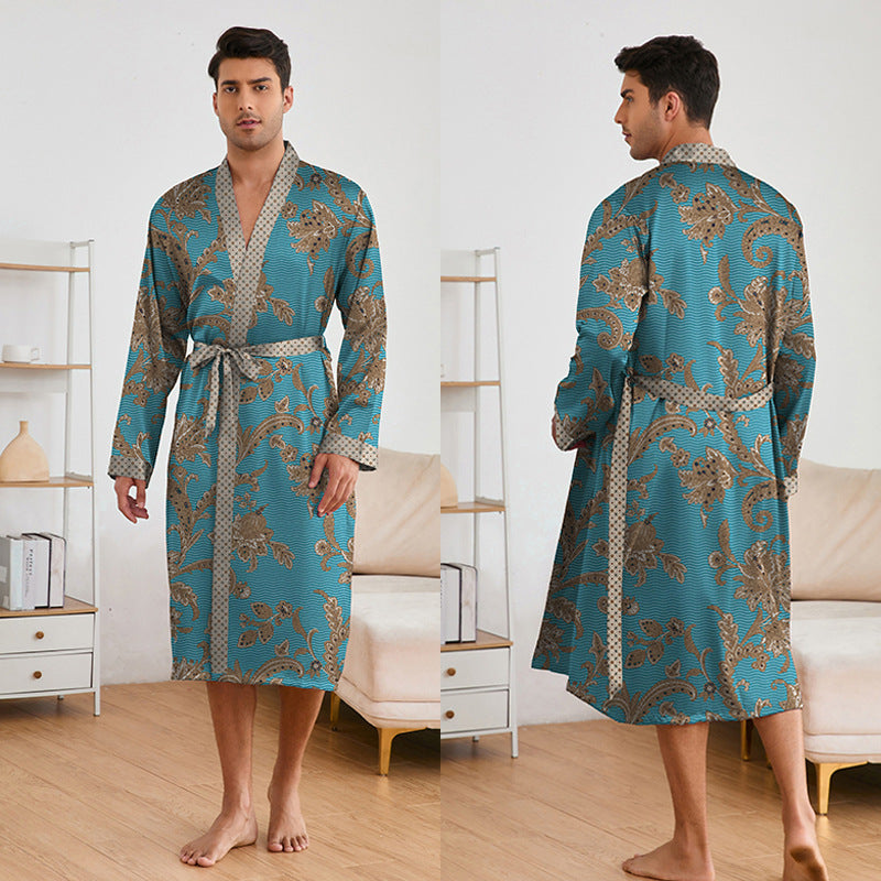 Men's Printed Robe & Shorts Set | Lightweight Silk Loungewear