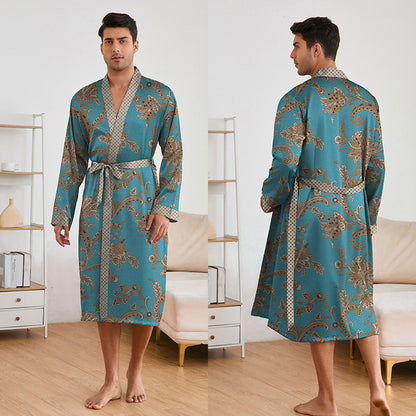 Men's Printed Robe & Shorts Set | Lightweight Silk Loungewear