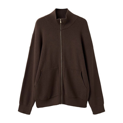 Men's Zip-Up Mercerized Cotton Cardigan Coat – Relaxed Fit | M–3XL