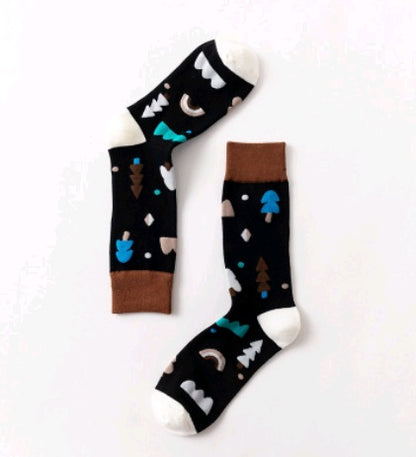 Men’s Novelty Jacquard Cotton Socks 10 Patterns Fireworks Christmas Tree