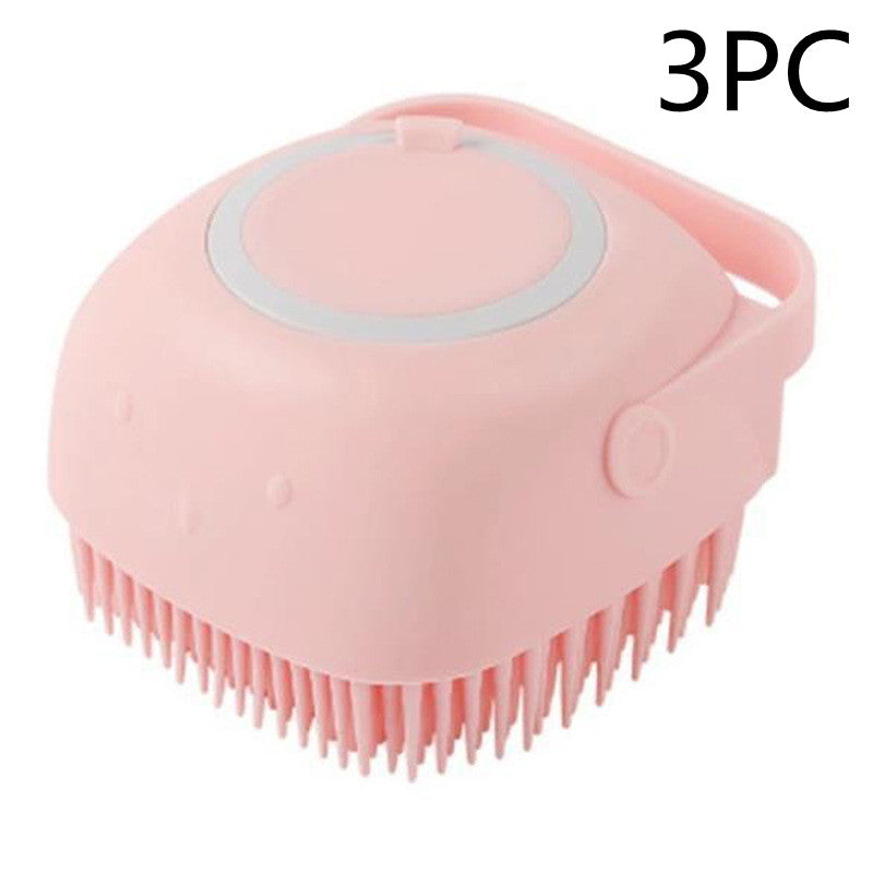 Silicone Pet Bath Massage Brush with Shampoo Dispenser | Dogs & Cats | JParker