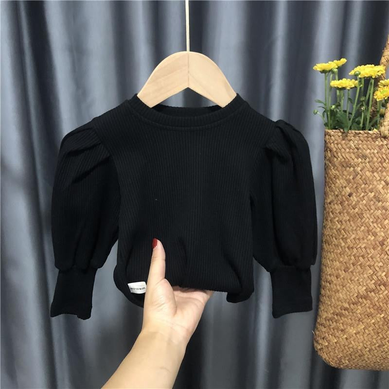 Girls Puff Sleeve Cotton Long Sleeve Top – Princess Style