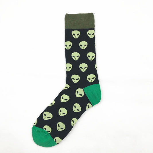 Unisex Alien Cartoon Jacquard Socks – Cotton, EU 39–46