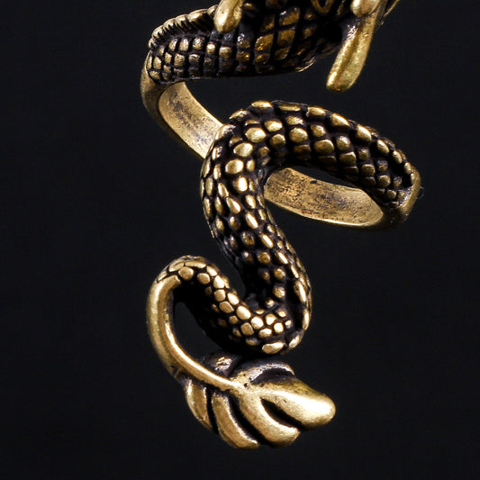 Men's Pure Copper Dragon Cigarette Holder Ring – Adjustable Finger Clip