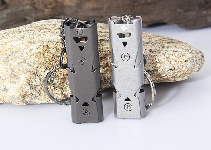 Emergency Keychain Whistle – Loud Survival Signal Whistle Silver & Black