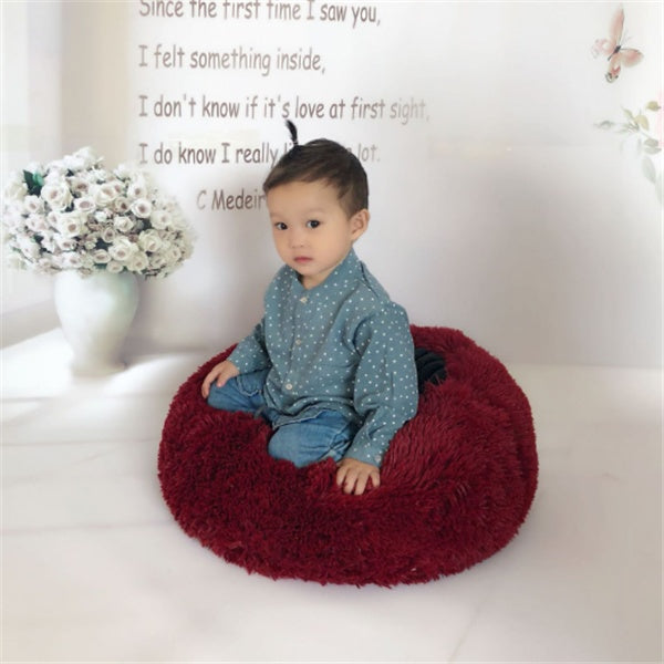 Round Plush Pet Bed | Anti-Slip | Machine Washable | 8 Sizes