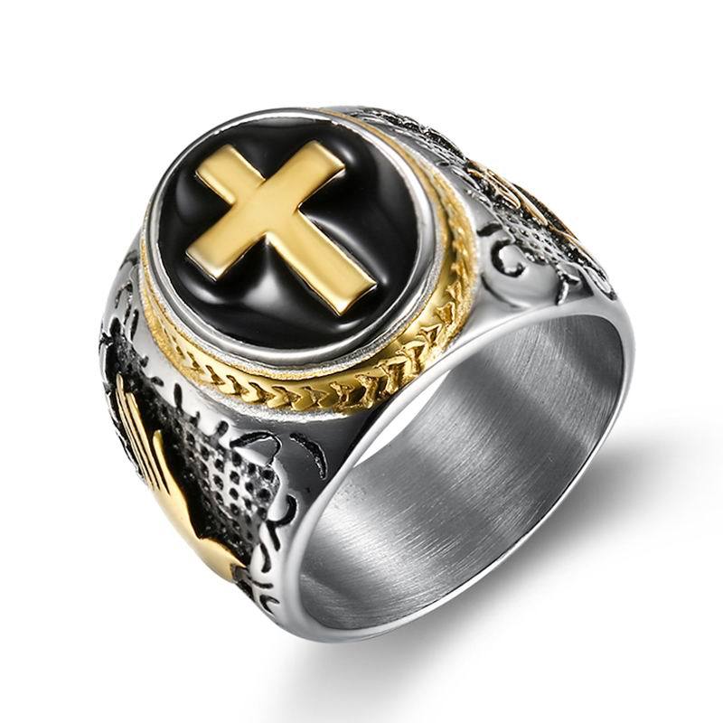 Men's Titanium Steel Geometric Epoxy Ring – European Style Band