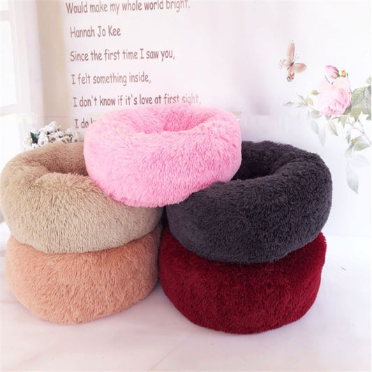 Round Plush Pet Bed | Anti-Slip | Machine Washable | 8 Sizes