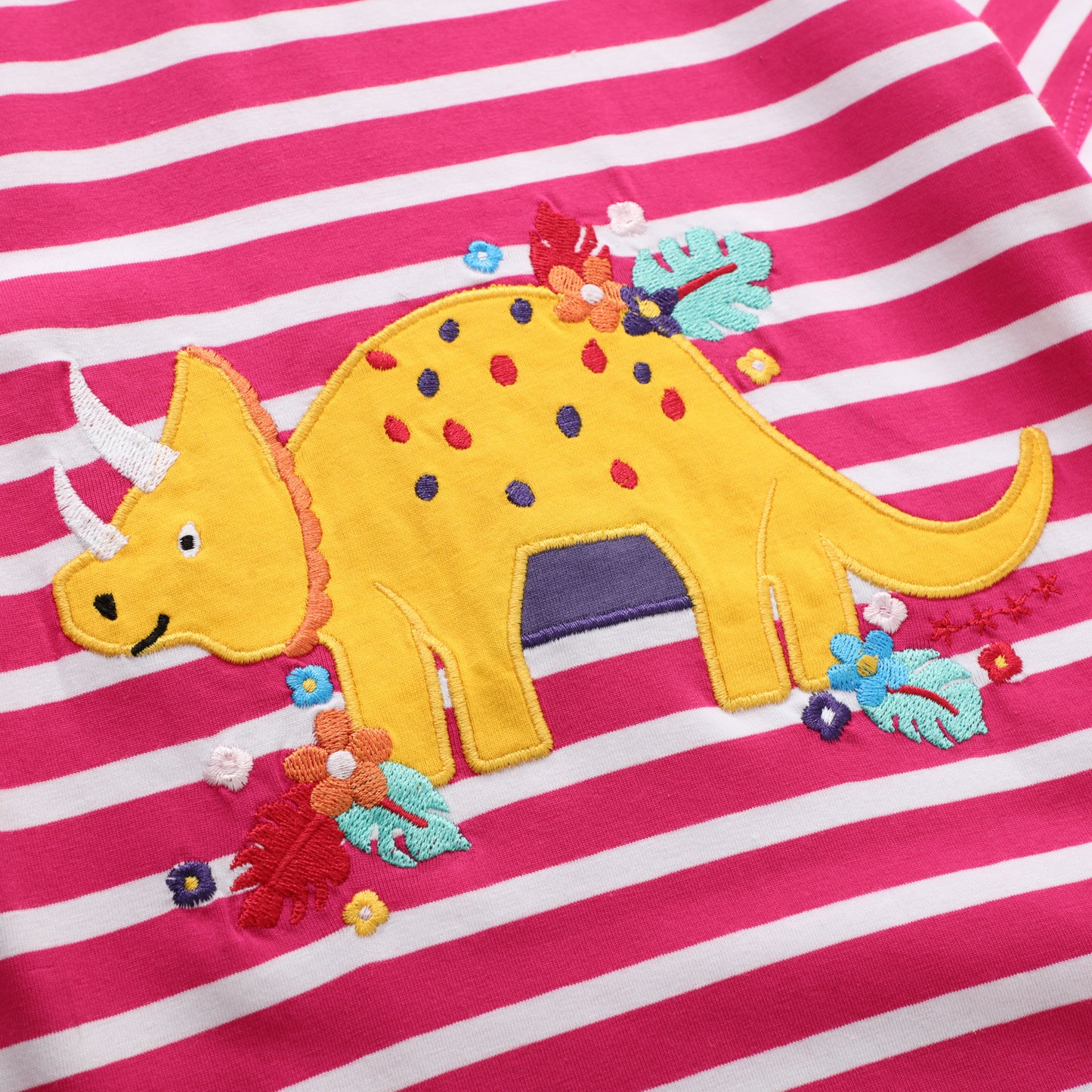 Girls Embroidered Dinosaur Short Sleeve T-Shirt – Fun Summer Top