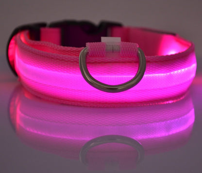 LED Luminous Dog Collar | Nylon Night Safety Flashing Collar XS–XL