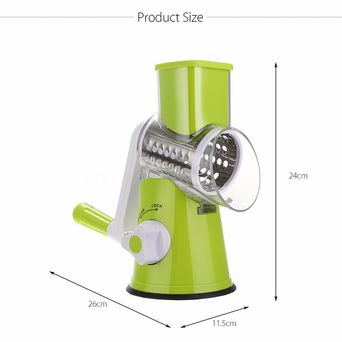 Drum Vegetable Shredder & Grater — 3-in-1 Rotary Mandoline Slicer with Suction Base